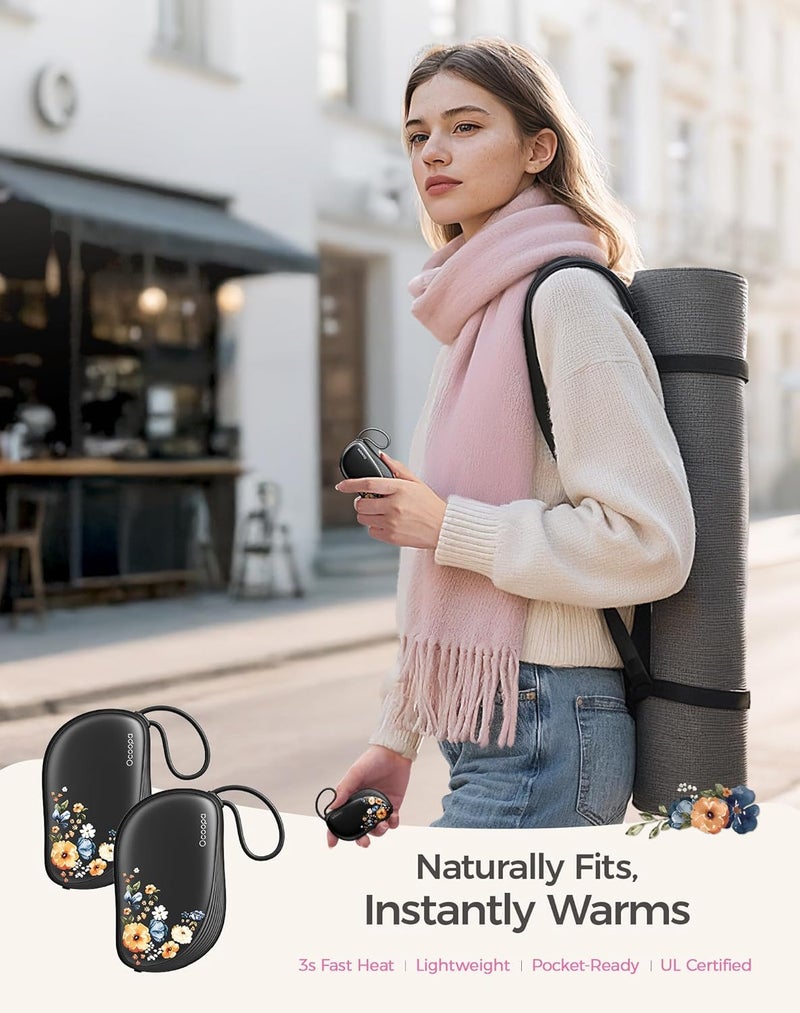 OCOOPA Hand Warmers Rechargeable 2 Pack, Ultra Slim Electric Hand Warmers, Portable Pocket Heater, Comb-Inspired, Fits in Gloves,UL Certified, Winter Essentials,UT5 Sway - Image 2